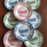 8 Johnson Bros "Coaching Scenes" English dessert plates