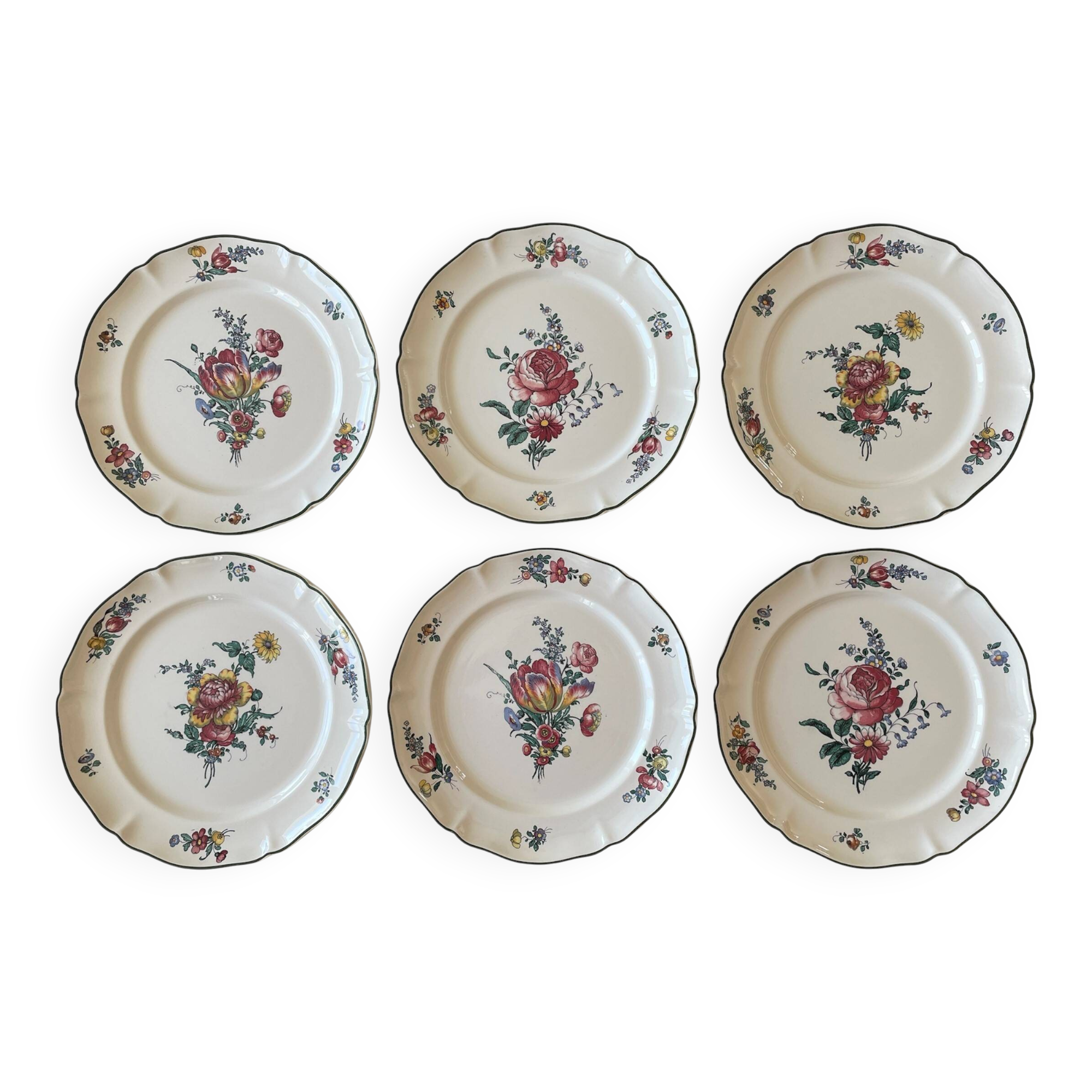 6 large antique earthenware dinner plates from Villeroy & Boch