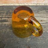 Set of 6 antique amber blown glass cups + vintage handle
