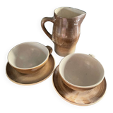 Pitcher and two Longchamp stoneware cups