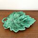 Vintage barbotine leaf faience dish empty pocket Sarreguemines