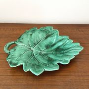 Plat Coupe Vide poche Vintage barbotine feuille faïence Sarreguemines