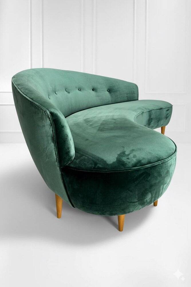 Mid-Century Curved Sofa in the style of Federico Munari, Italy, 1950s