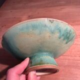 Coupe sur pied en céramique émaillée verte