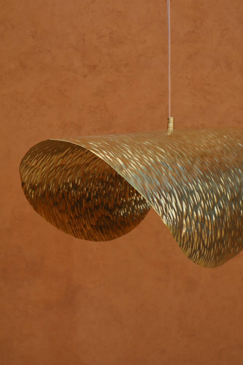 Handmade lotus-shaped brass pendant light