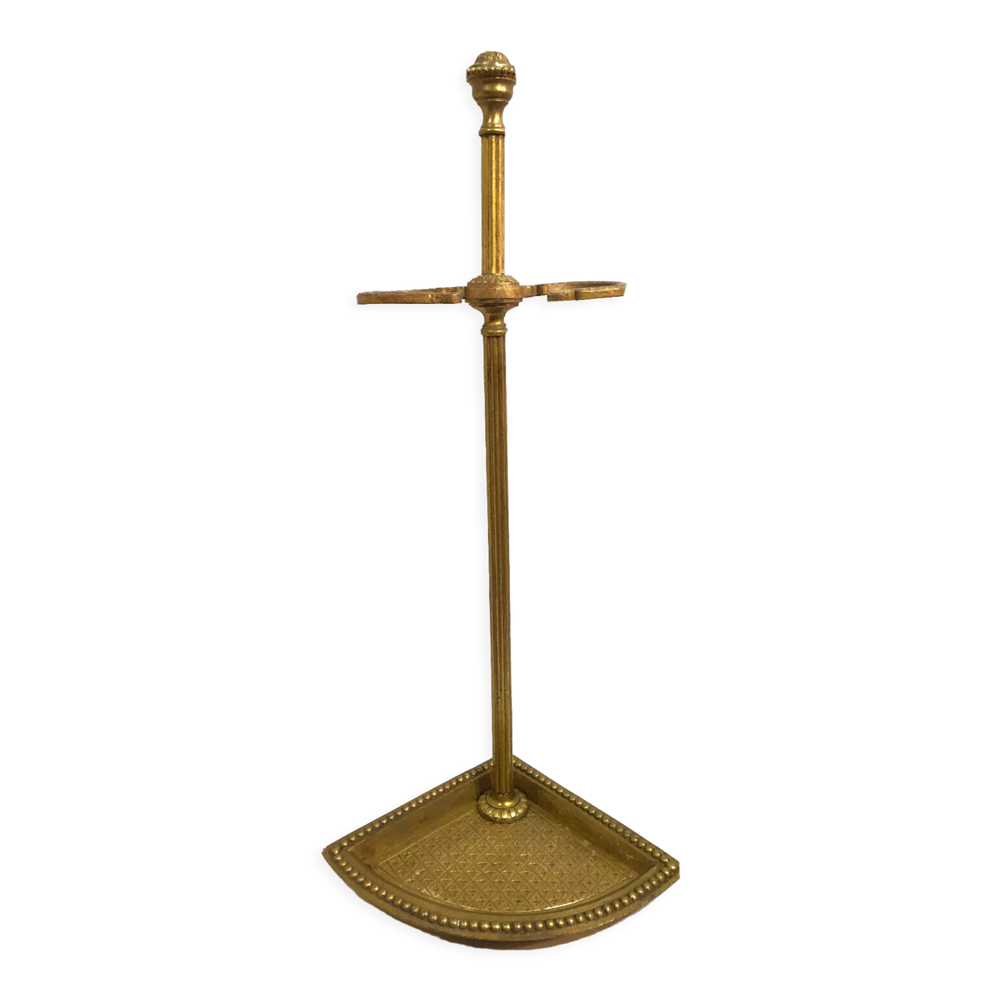 Old brass umbrella door triangular base mounted on column