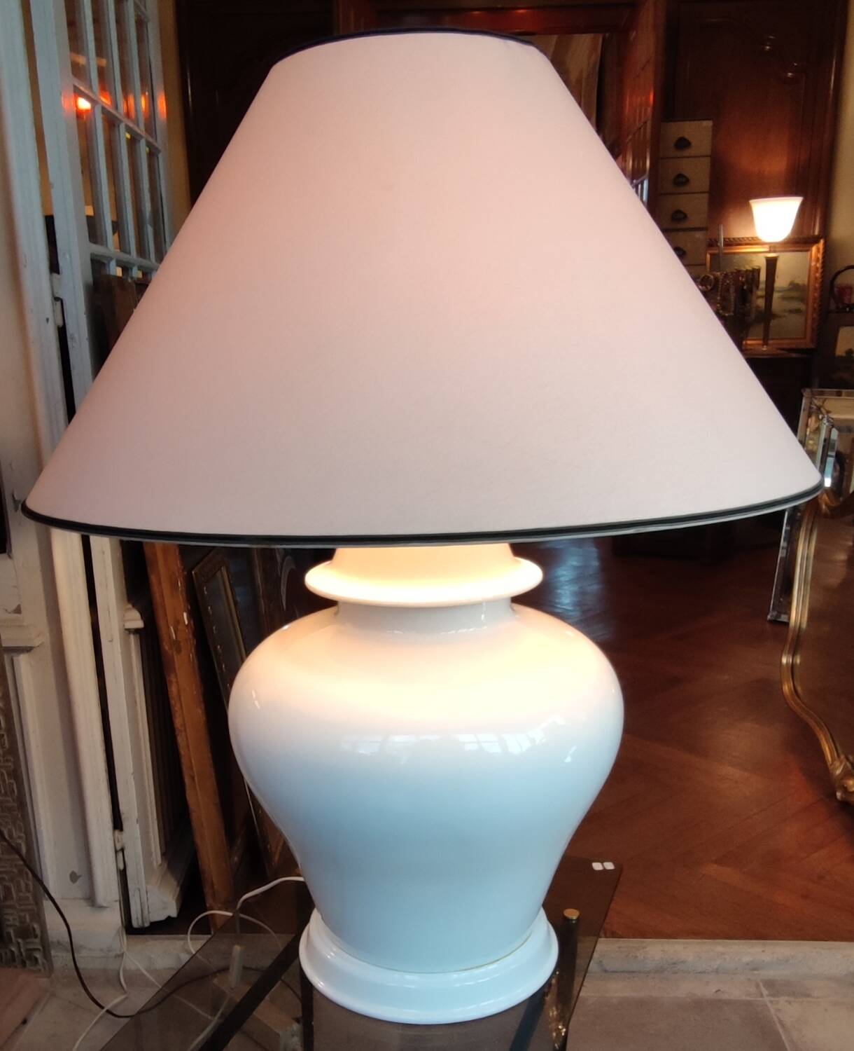 Very large designer ceramic lamp François Chatain