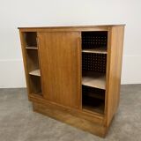 50s sliding door sideboard, wood, vintage