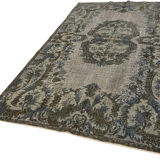 Handwoven overdyed turkish 1970s 190 cm x 302 cm grey carpet