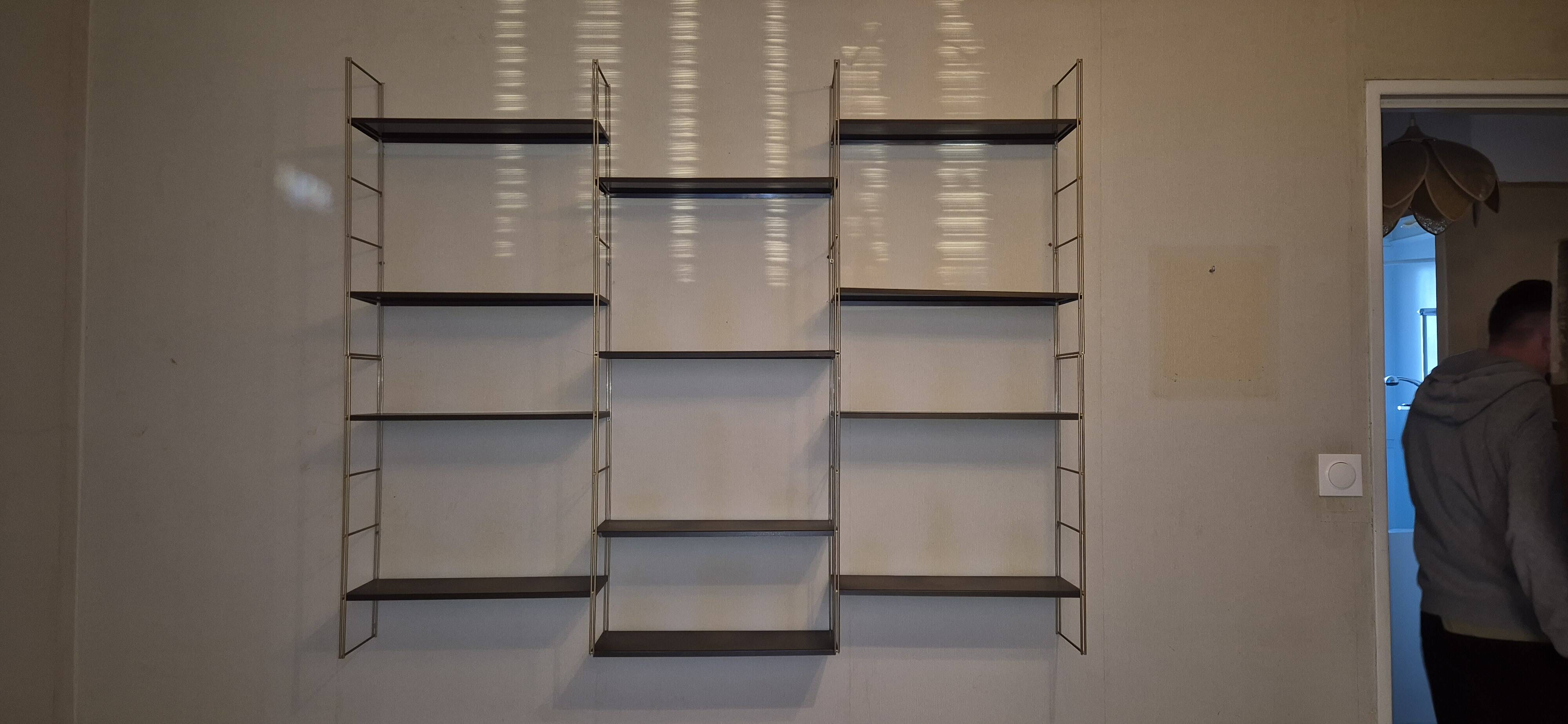 1960s IRON AND SHEET METAL WALL SHELVES
