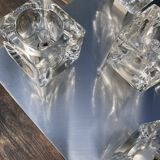 Brushed metal ceiling light and glass globes, 5 halogen candles