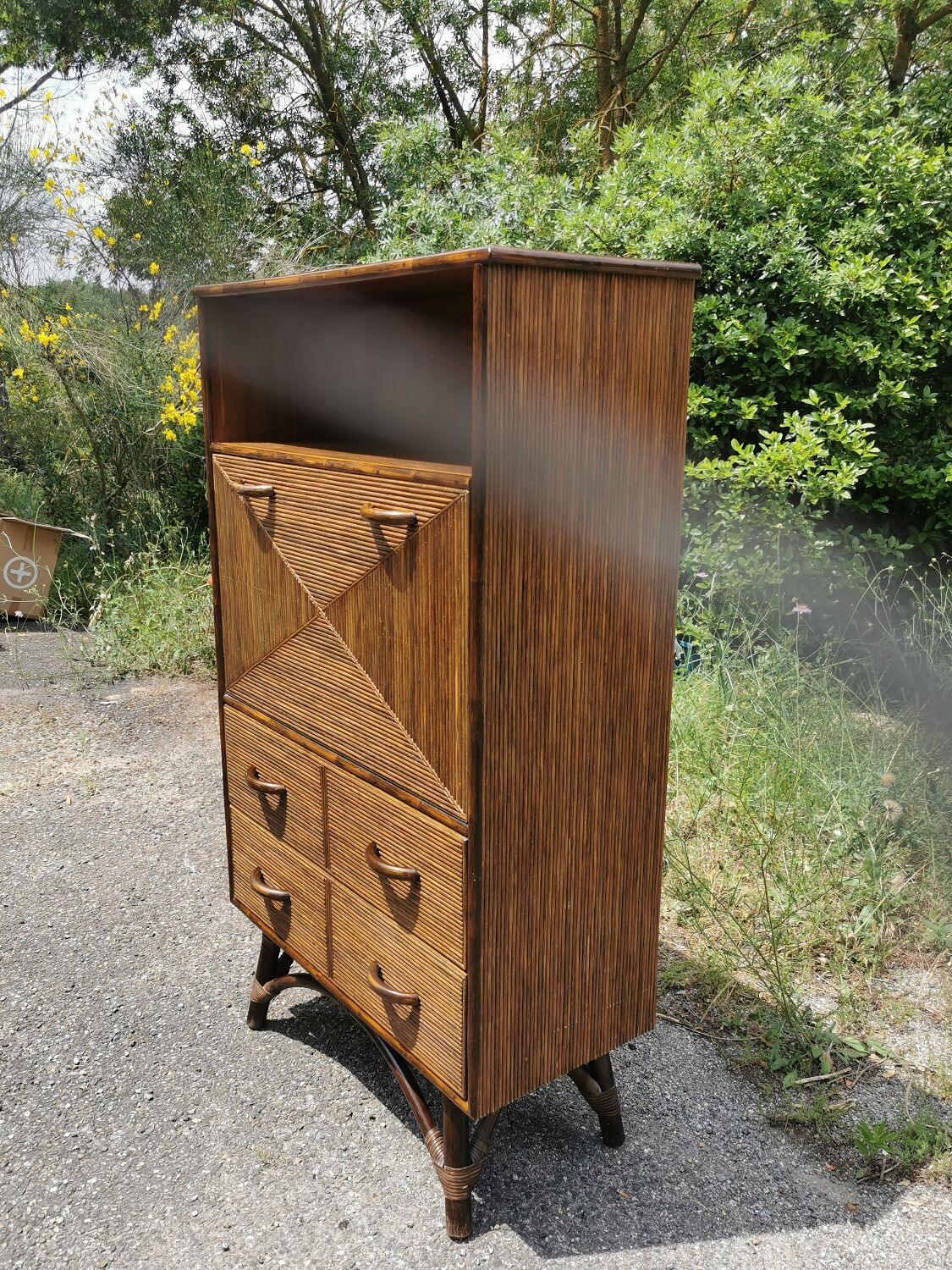 Vintage bamboo bar cabinet