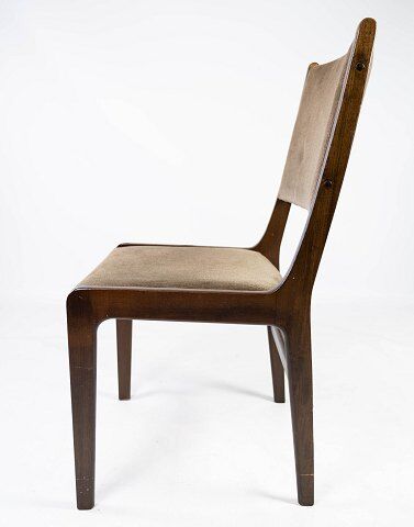 Set of five dining room chairs in dark wood and dark fabric of danish design by Farstrup, 1960s