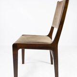 Set of five dining room chairs in dark wood and dark fabric of danish design by Farstrup, 1960s