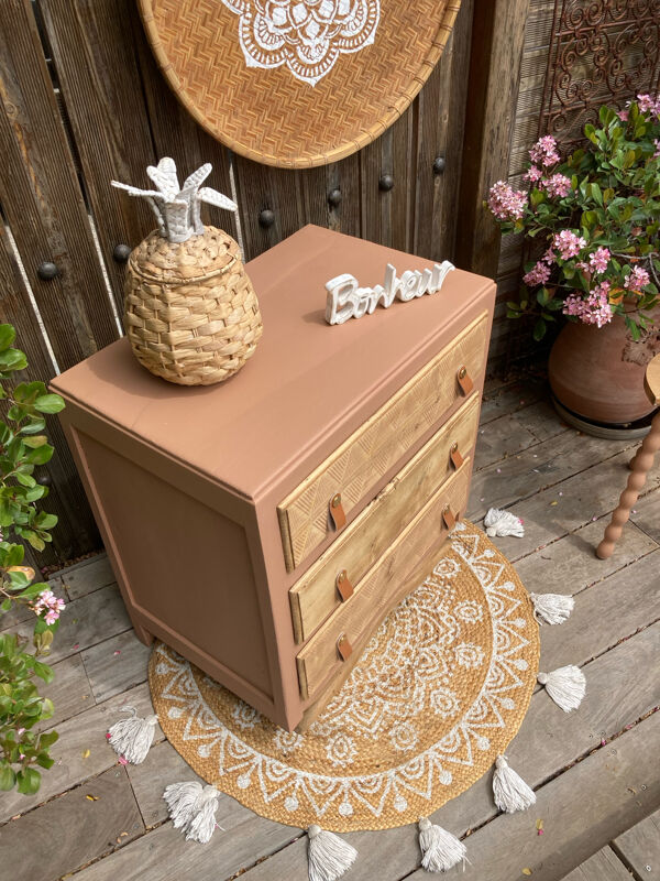 Commode Art Déco pied moustache / terracotta bohème