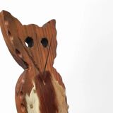 Chaises tripodes brutalistes en cuir de vache pour chat / étiquetées fabriquées en Espagne, dossier pliable, années 1960