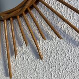 Vintage 1960s sun mirror made of rattan - 55 cm