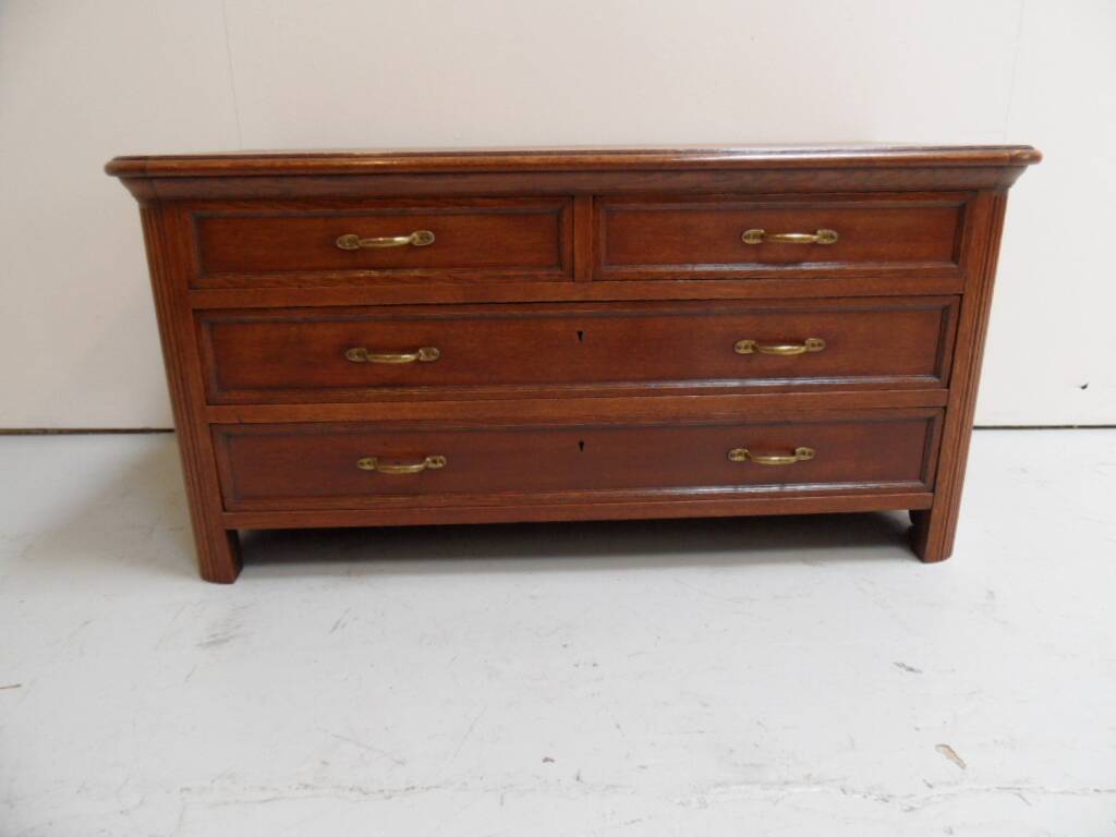 Antique oak filing cabinet with drawers