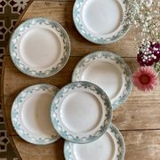 Set of 6 vintage plates in iron earth, Longwy model Au Chatelet LOT 2