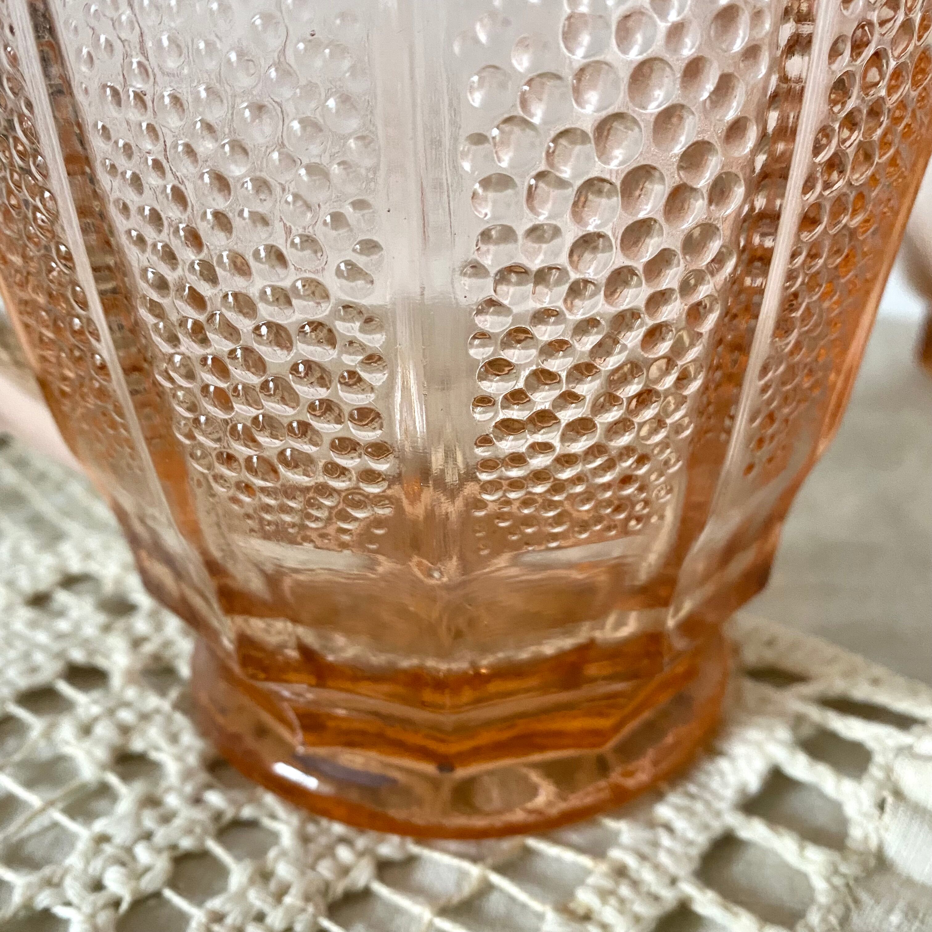 Antique pink glass pitcher
