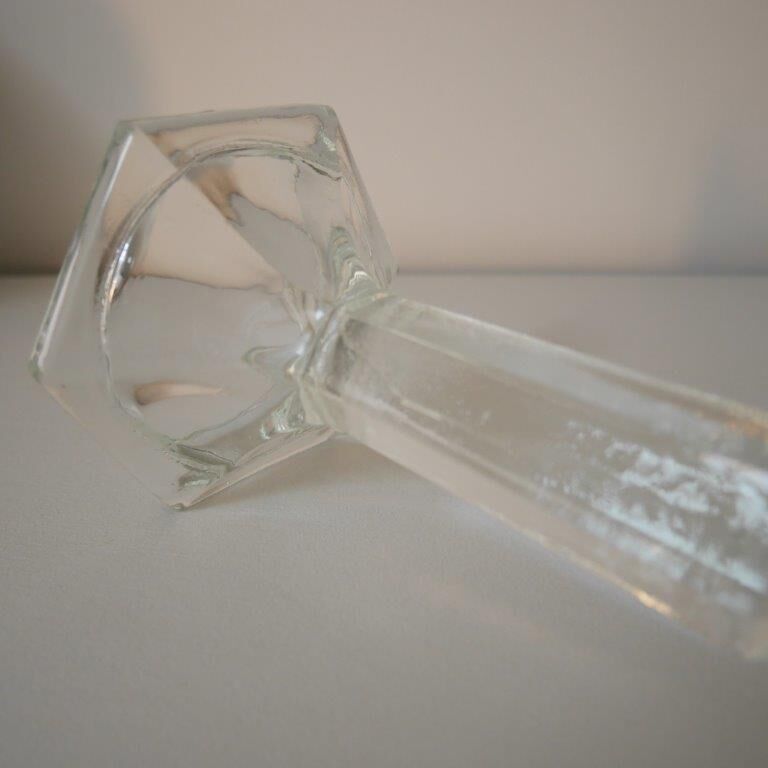 Glass candle holder, orange border