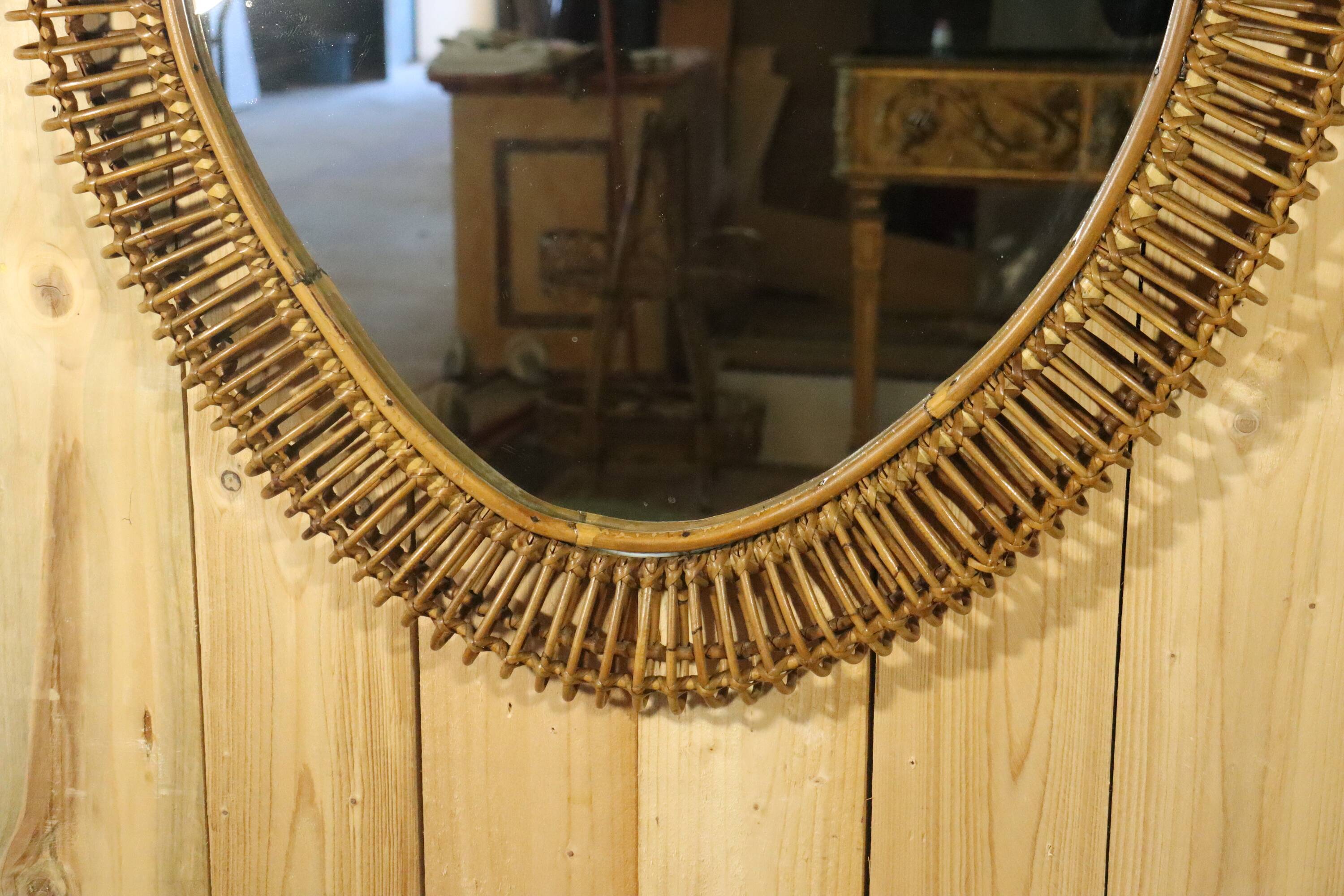 XXL rattan mirror by Franco Albini Italy