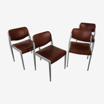 Set de 4 chaises en cuir par Hans Ell pour Kusch&Co années 70