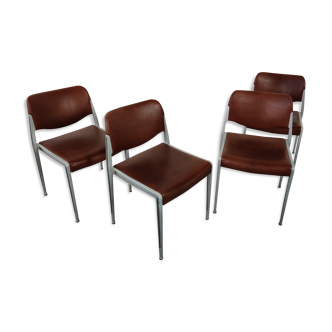 Set de 4 chaises en cuir par Hans Ell pour Kusch&Co années 70