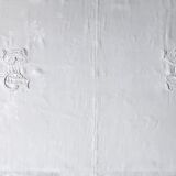 Service de table damassé ancien 1m75x2m35 monogrammé "BG" avec 8 serviettes et nappe-cadeau