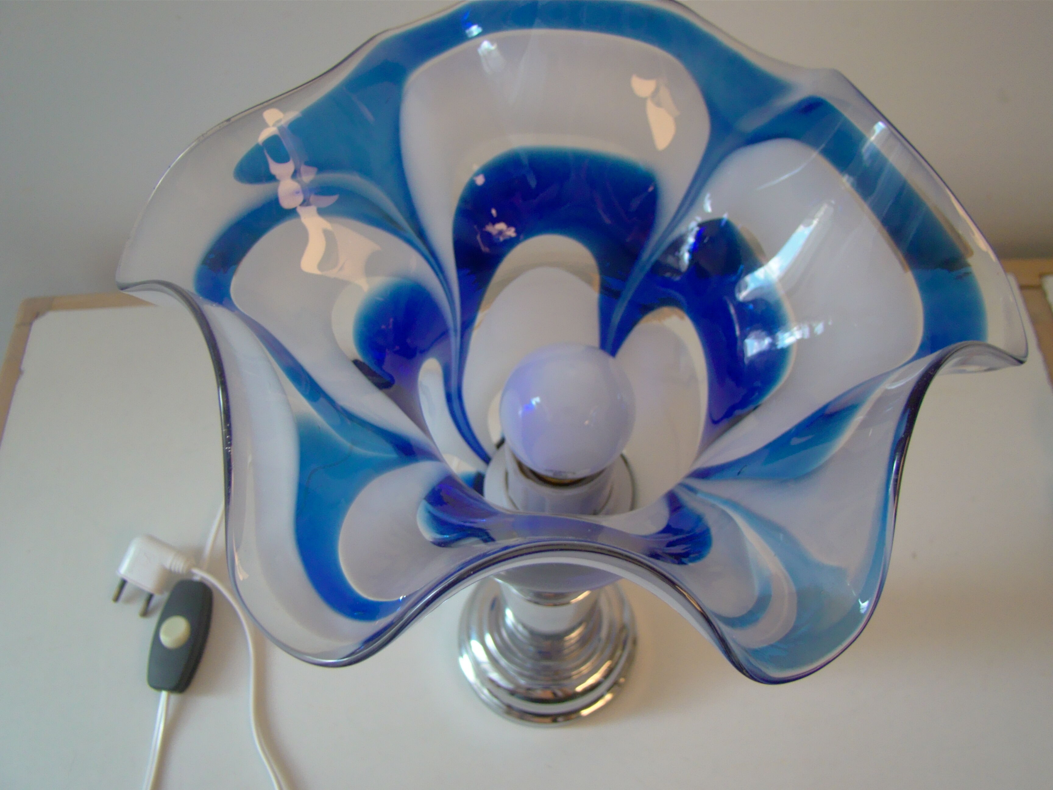 Vintage blue glass lamp Mazzega