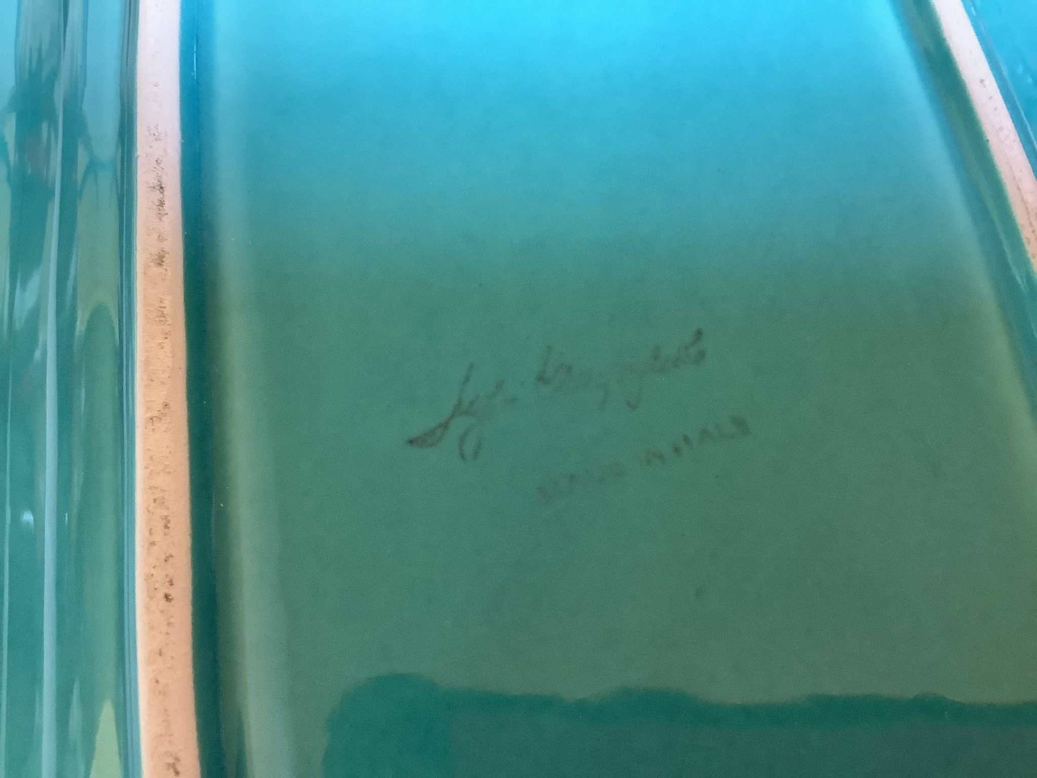 Shell-shaped bowl turquoise blue Italy