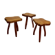 Brutalist tripod stools in solid elm, France 1960