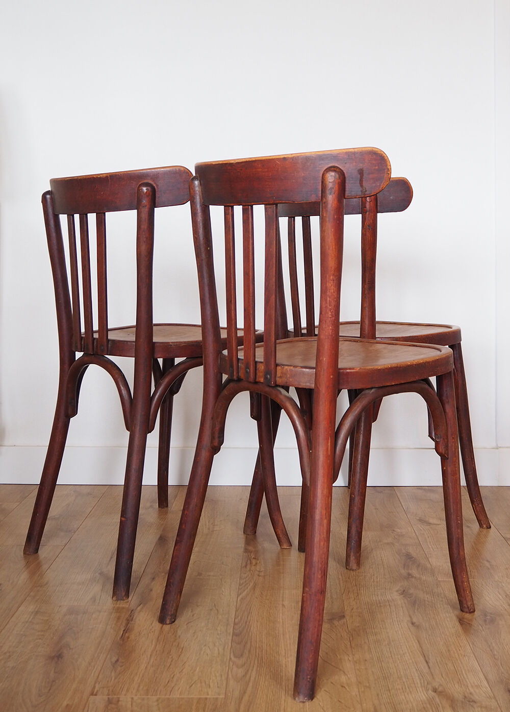 Set of wooden bistro chairs, vintage