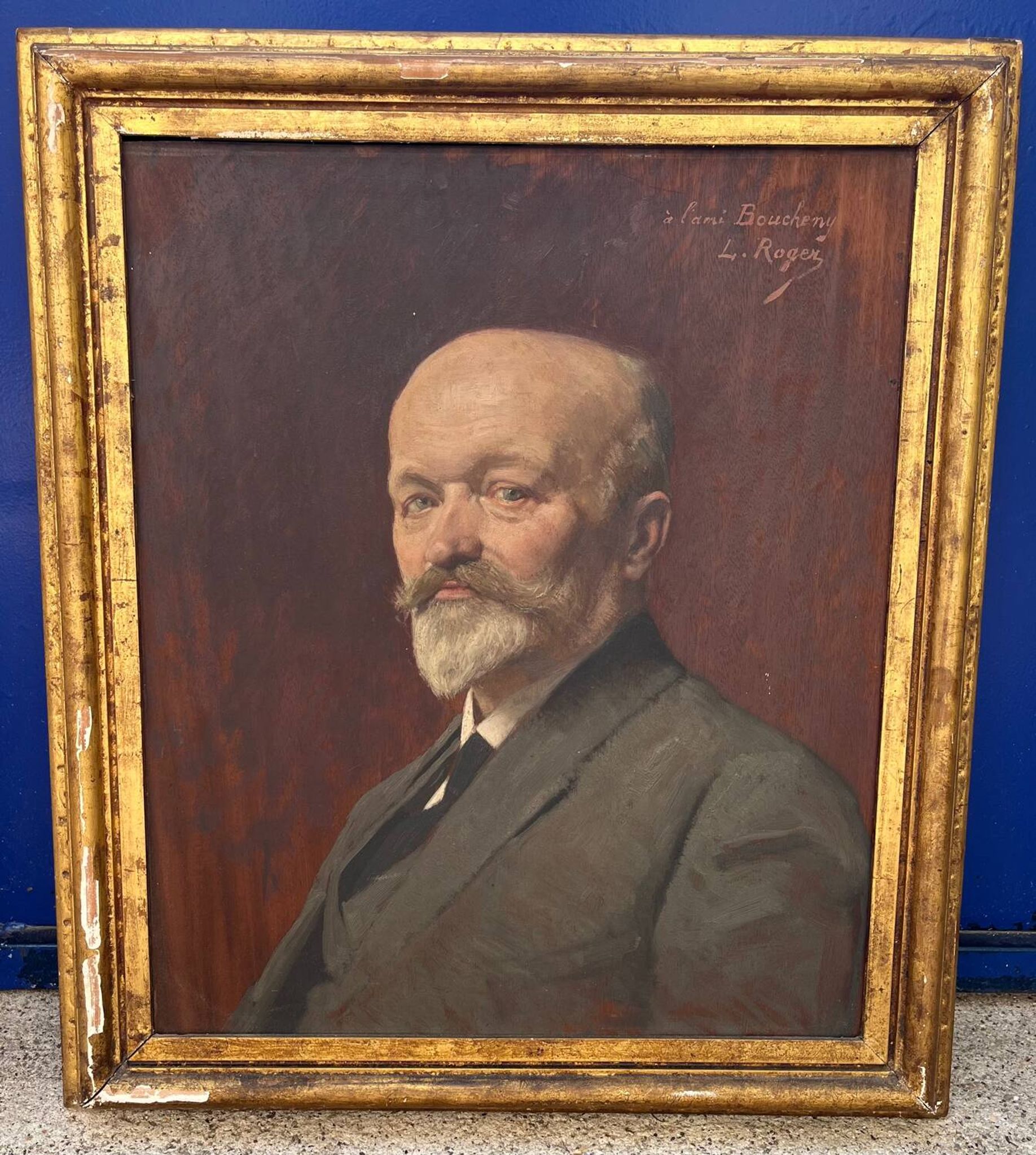 Tableau : huile sur panneau - portrait d’homme