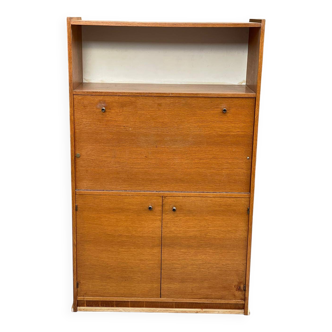 Secrétaire scandinave vintage en bois finition chêne moyen