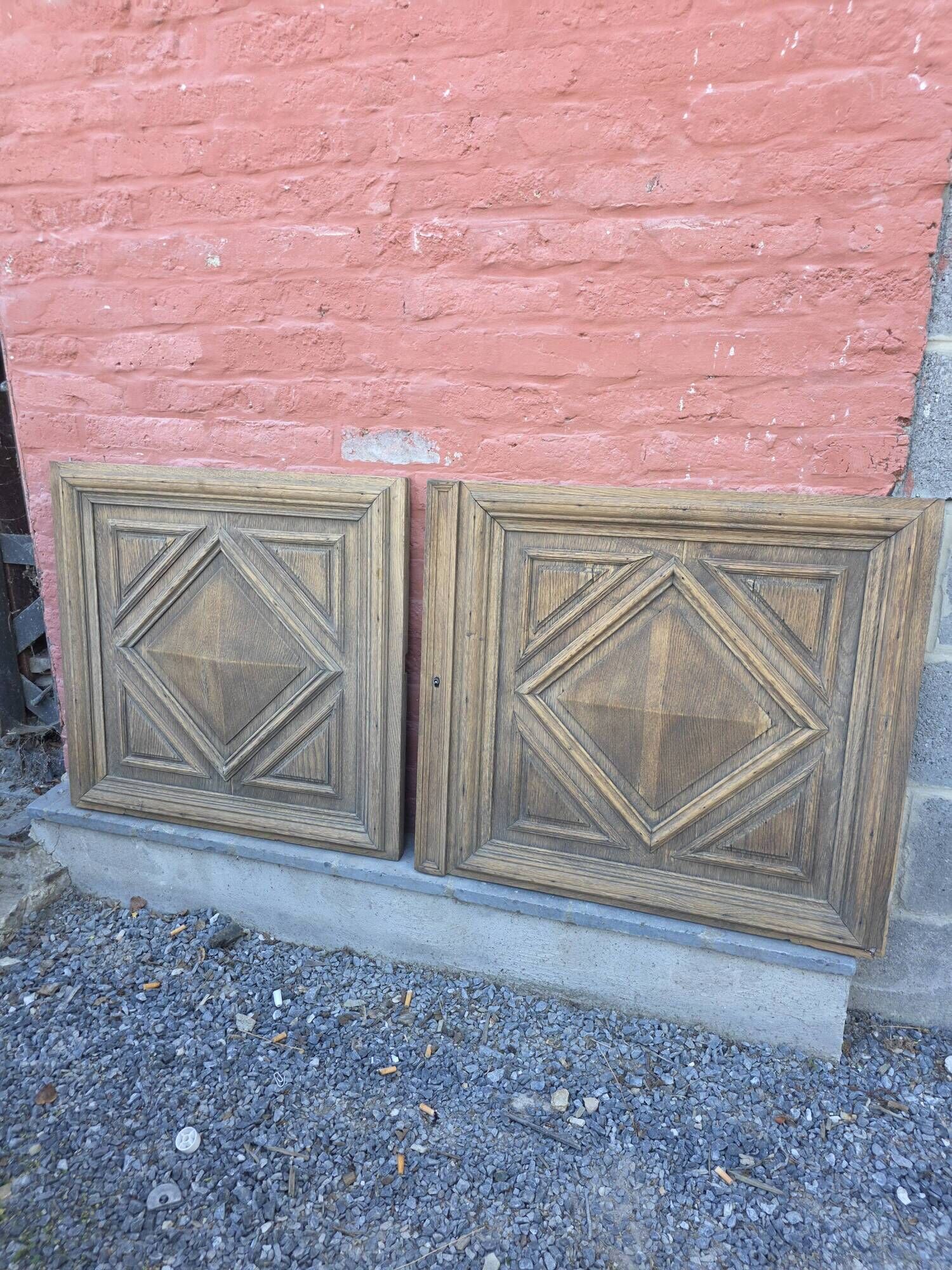 Pair of old solid oak doors