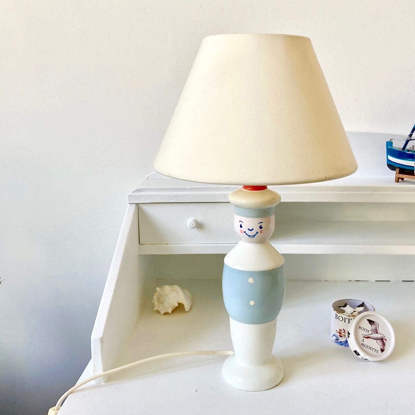 Lampe marin pied en bois