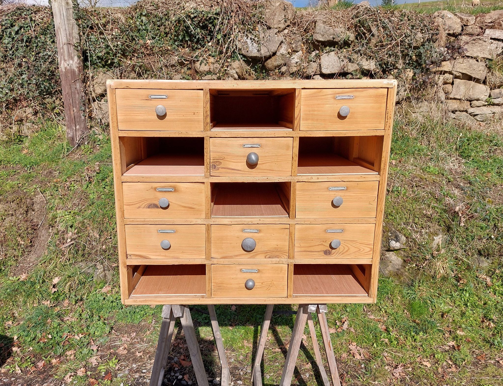 meuble de métier en bois, meuble à tiroirs