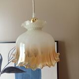Vintage iridescent and ruffled tulip globe pendant light