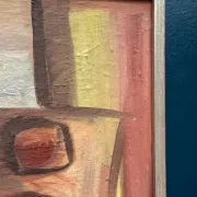 Original Swedish Oil on Canvas – "Breakfast" by Bengt Delefors – Signed "B. Delefors" – Vintage & Framed – 49 × 40 cm (19.3" × 15.7")