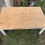 Table basse de ferme campagne bois brut blanc