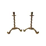 Antique Style Brass Candlesticks, mid 20th century