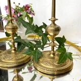 Golden brass candle holders