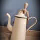 Beige enamel coffee maker