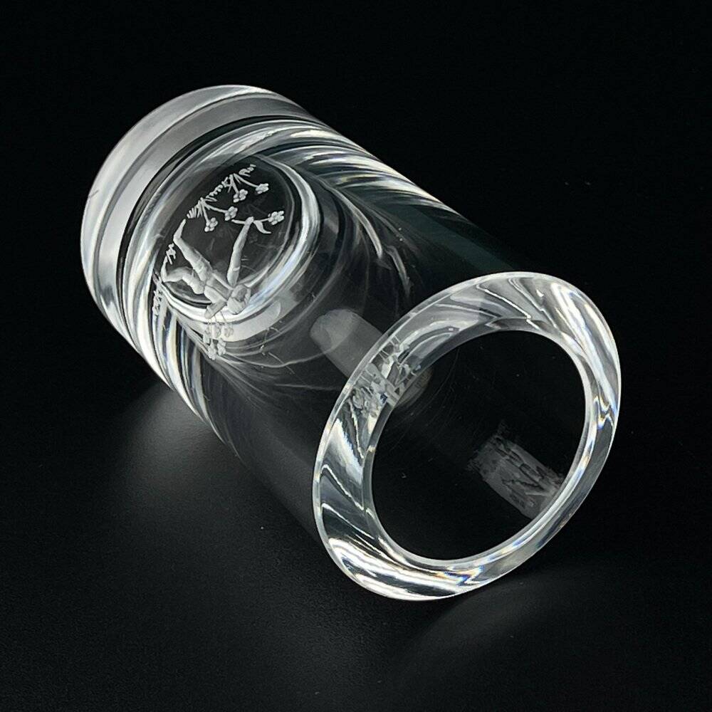 Orrefors engraved crystal bud vase, Sweden, 1950s-1960s