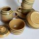 Set coffee cups Sarreguemines sugar bowl and vintage milk pot service"Cottage"