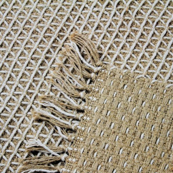 Beige jute and cotton rug 120 x 170 cm