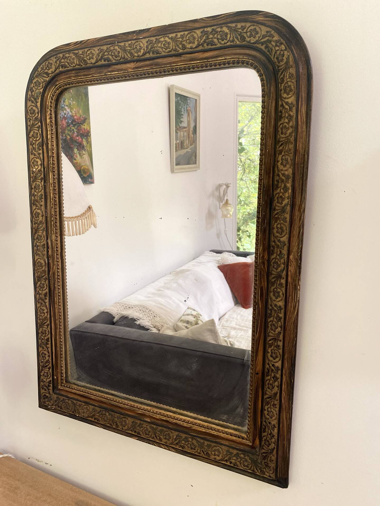 Louis-Philippe mirror, wood and gilded stucco — late 19th century