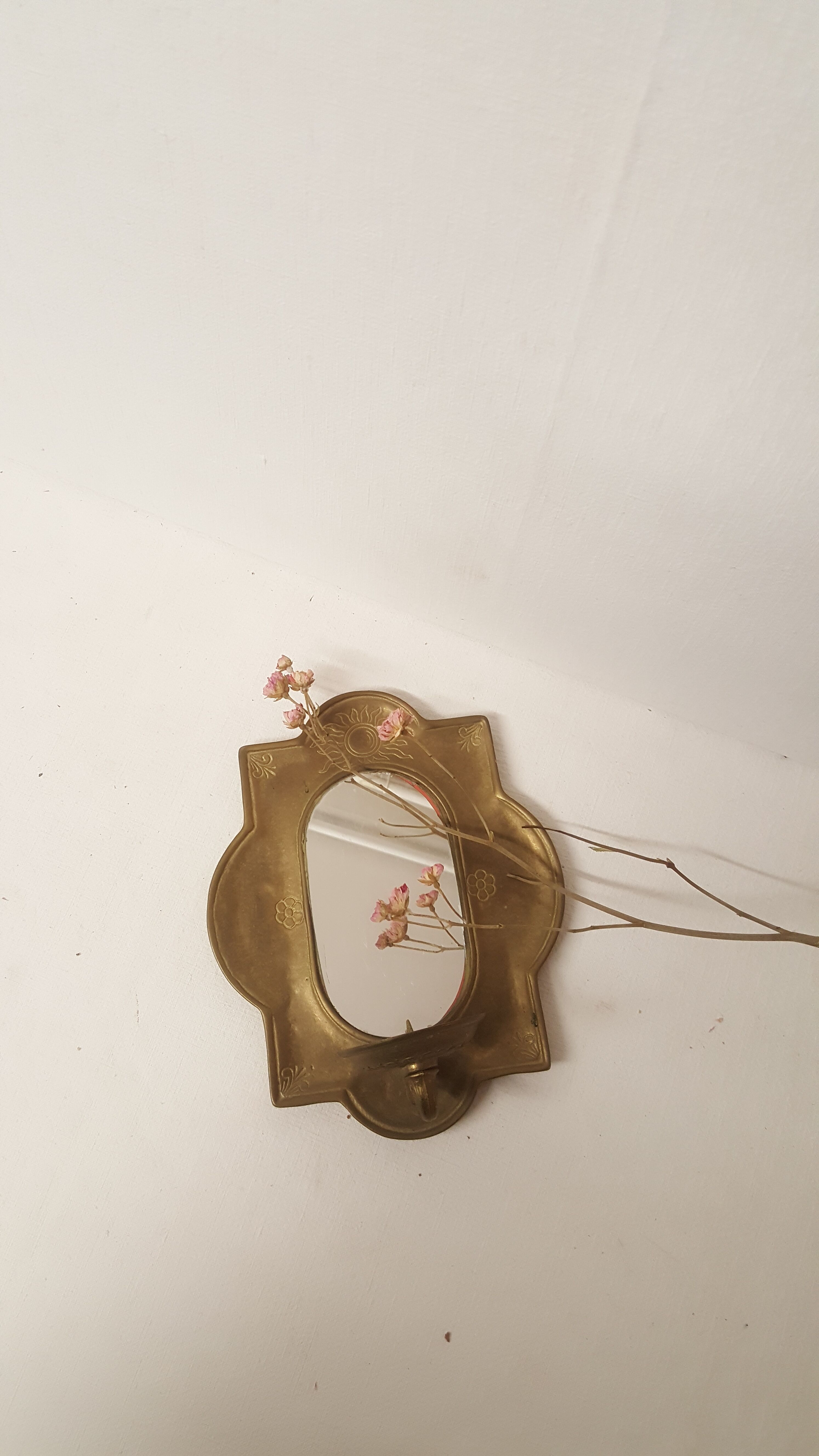 Candlestick mirror made of solid brass