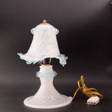Lampe de table en verre de Murano blanc et bleu, Italie 1970